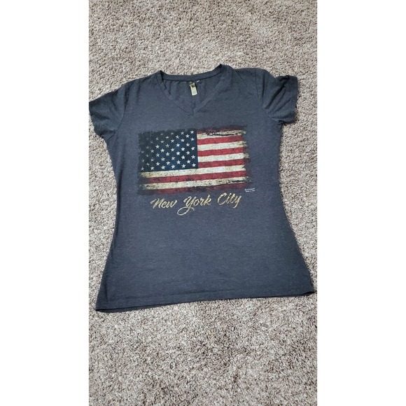 American Colors Tops - Womens T Shirt Size 2XL Gray Blue Red American Flag New York City Patriotic